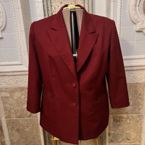 Beu Marc. Size 16. Lined. Poly Burgundy Maroon Blazer Jacket. Poly. DB2 - Picture 2 of 7